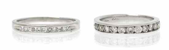 Appraisal: A Group of Karat White Gold and Diamond Bands consisting