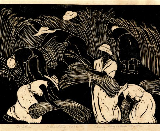 Appraisal: Anna Heyward Taylor South Carolina - HARVESTING RICE NO woodblock