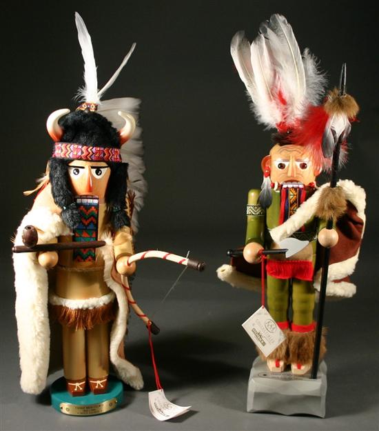 Appraisal: Two Steinbach Native American Chief nutcrackers Germany Carved wood tagged