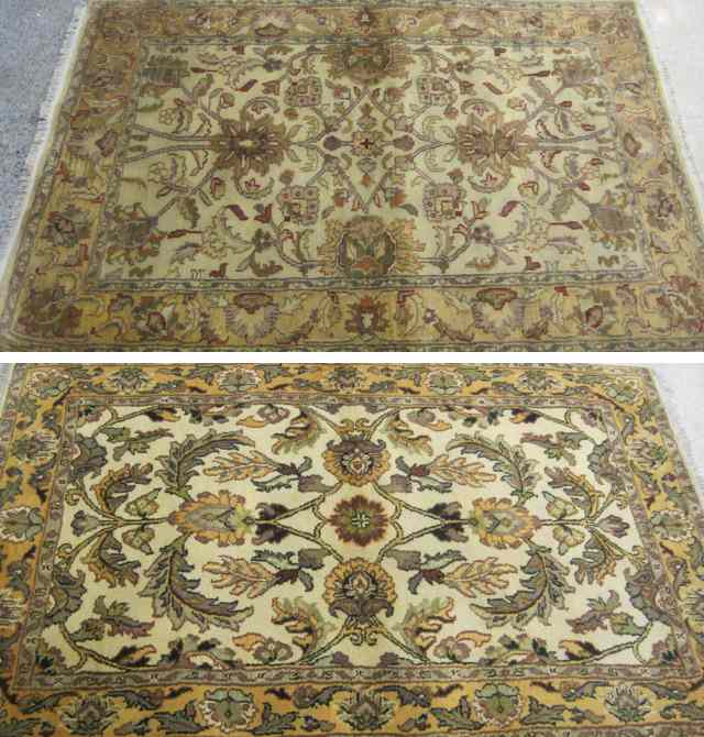 Appraisal: TWO HAND KNOTTED ORIENTAL AREA RUGS Indo-Persian both overall floral