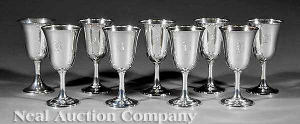 Appraisal: A Set of Wallace Sterling Silver Goblets together with an