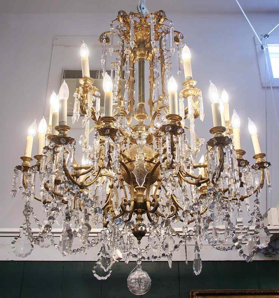 Appraisal: CRYSTAL CHANDELIER - Early th c Edwardian Gilt Brass and