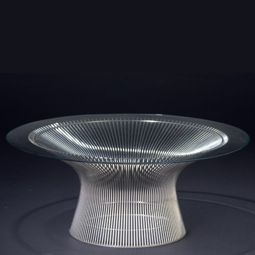 Appraisal: WARREN PLATNER KNOLL Glass-top coffee table with steel base x