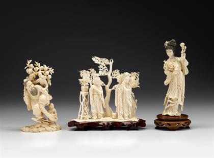 Appraisal: Three Chinese elephant ivory models th century Comprised of a