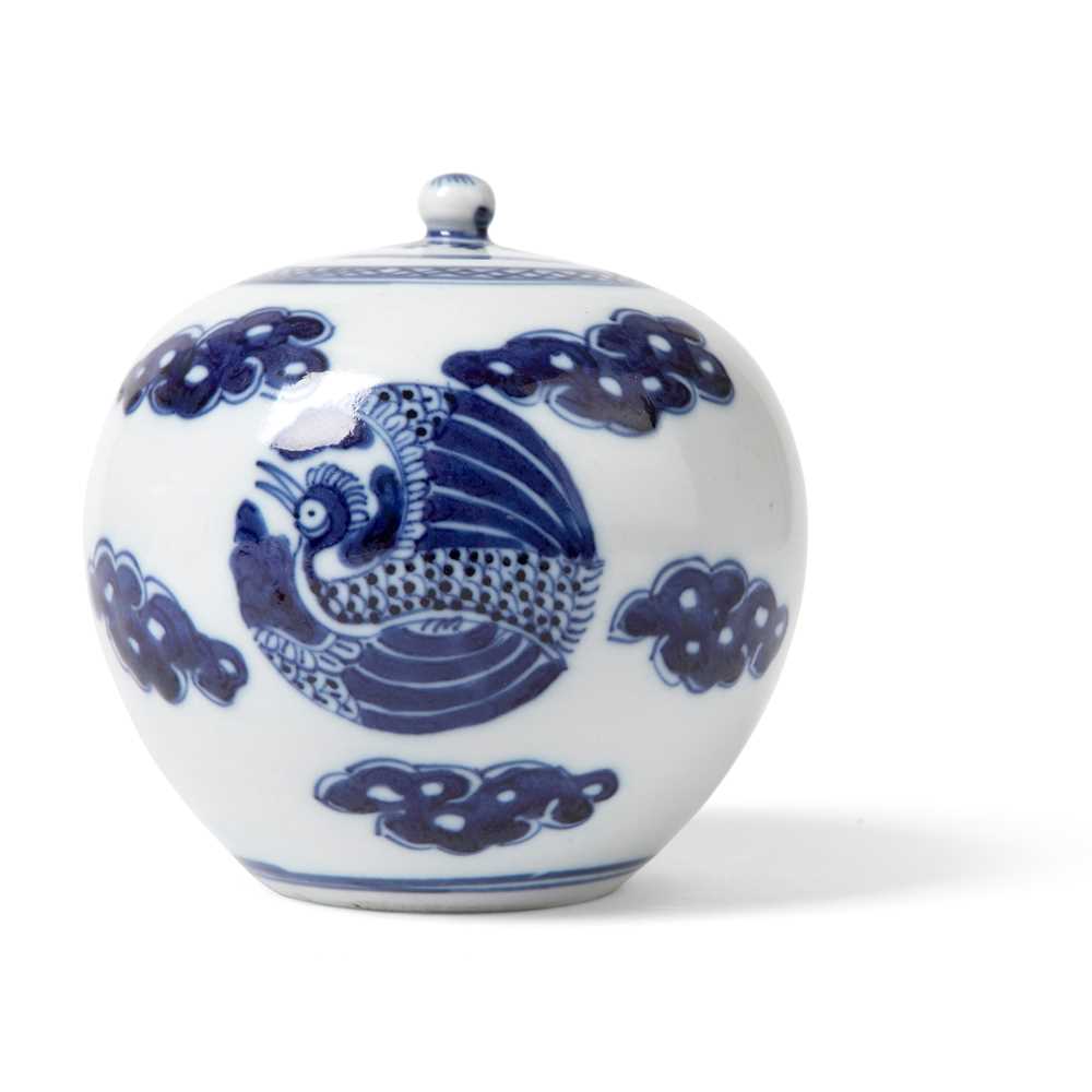 Appraisal: BLUE AND WHITE 'CRANE' LIDDED JAR QING DYNASTY TH CENTURY