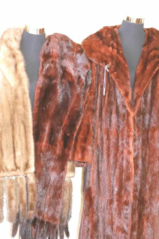 Appraisal: A MARMOT FUR COAT TOGETHER WITH TWO FUR STOLES INCLUDING