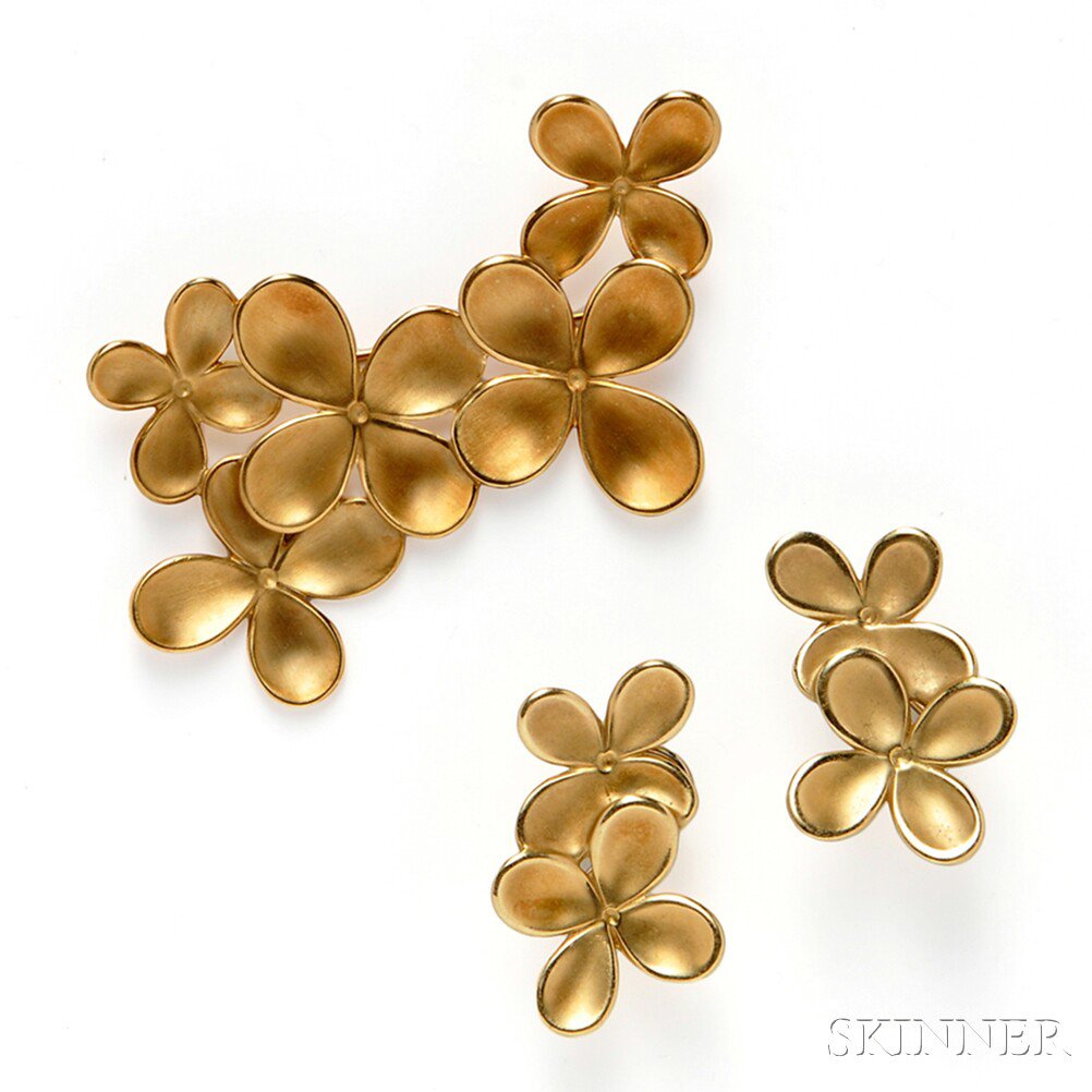 Appraisal: kt Gold Flower Earclips Angela Cummings together with a sterling