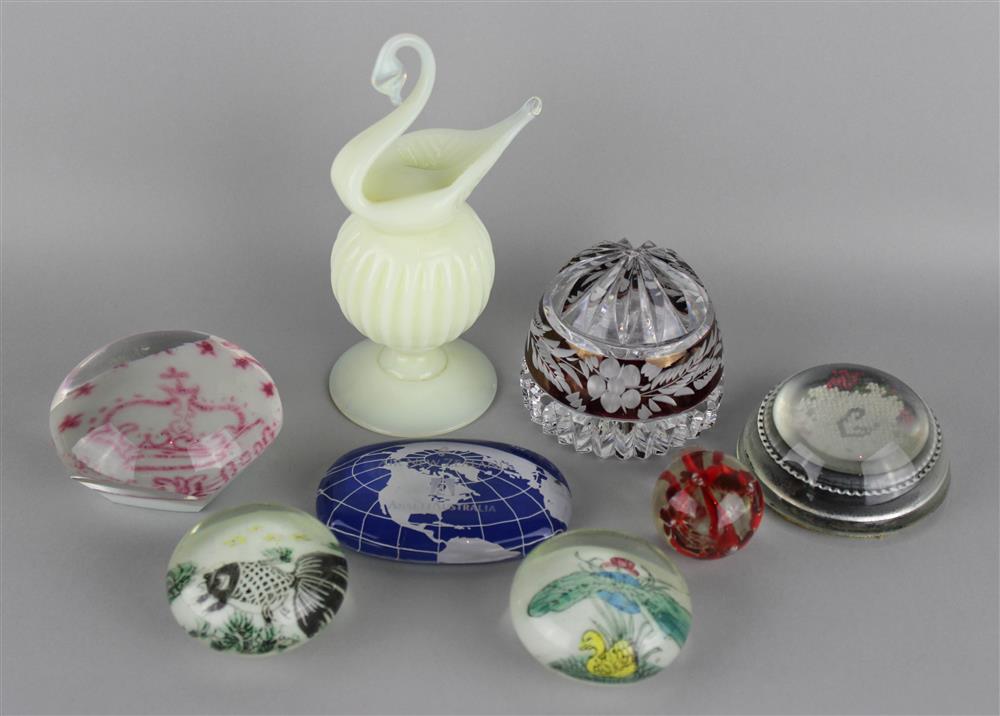 Appraisal: ASSORTED GROUP OF EIGHT GLASS ITEMS including a clear weight