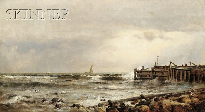 Appraisal: Arthur Quartley American - Pier Near the Beach at Narragansett