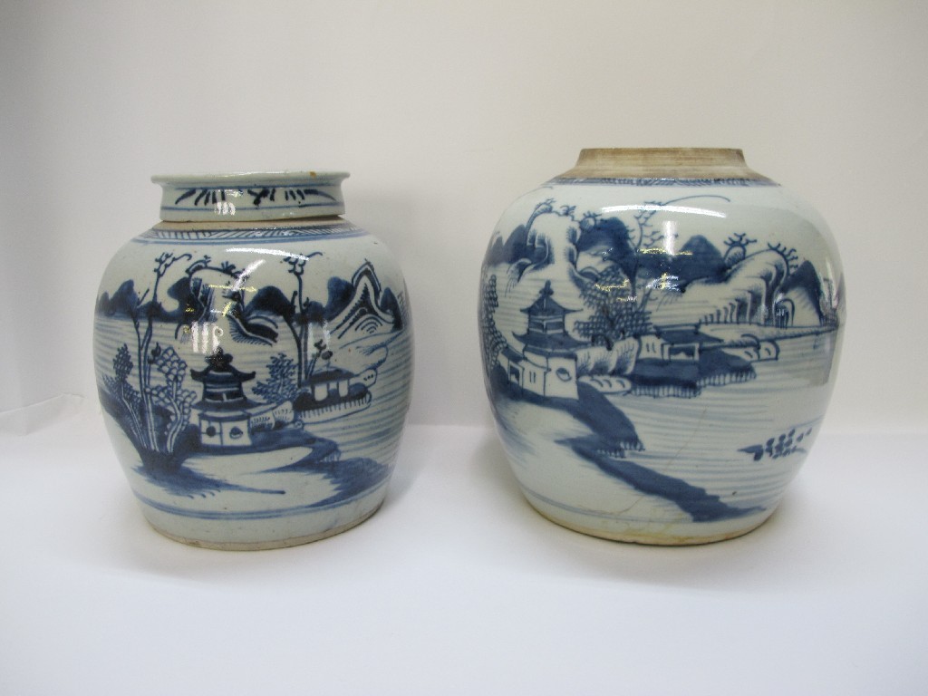 Appraisal: Chinese blue and white ginger jar and another lacking lid