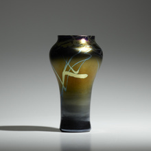 Appraisal: Tiffany Studios VASE WITH LEAVES AND VINES USA c hand-blown