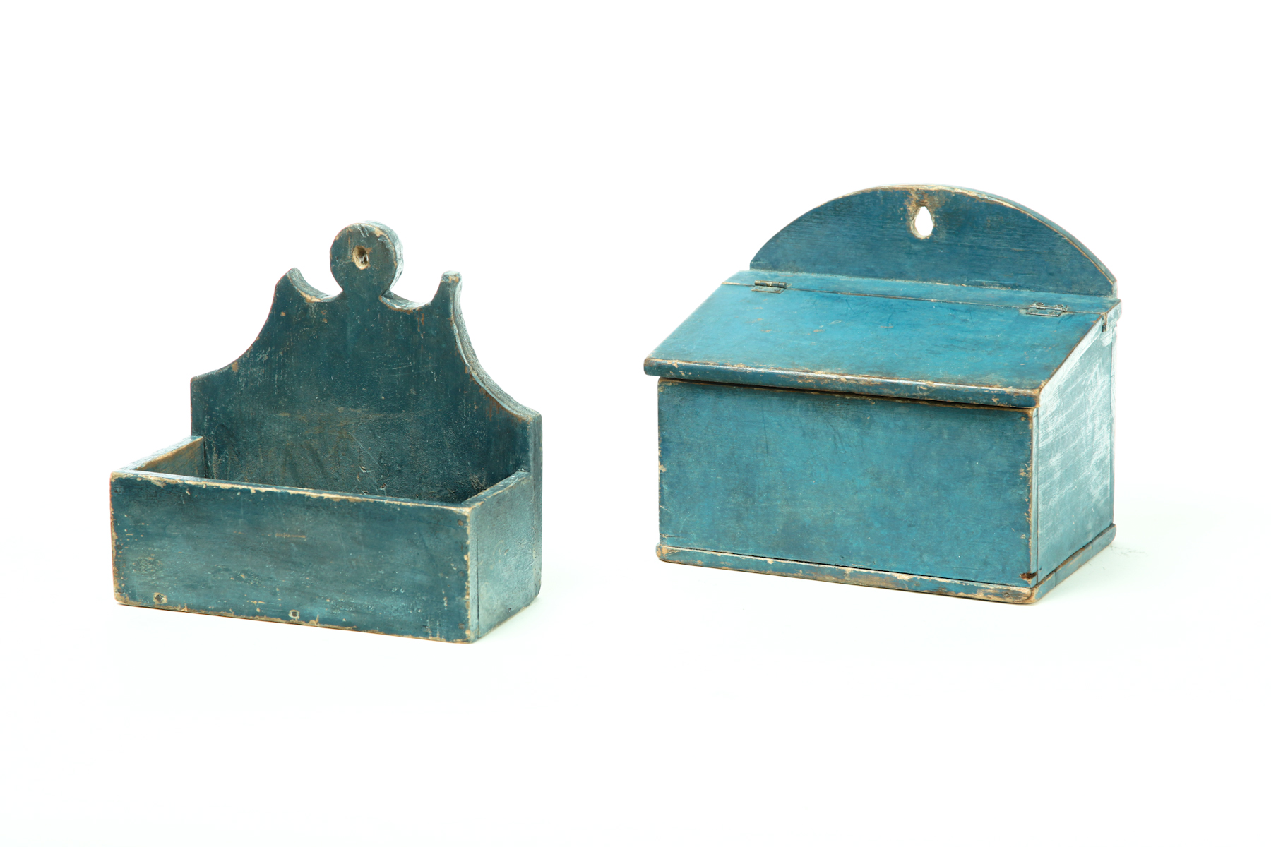 Appraisal: TWO HANGING WALL BOXES American mid th century poplar and