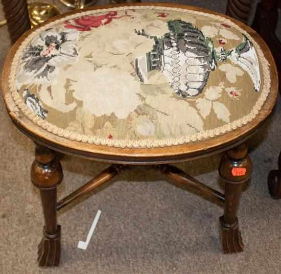 Appraisal: Continental Baroque style oak petit point stool Estimate - No