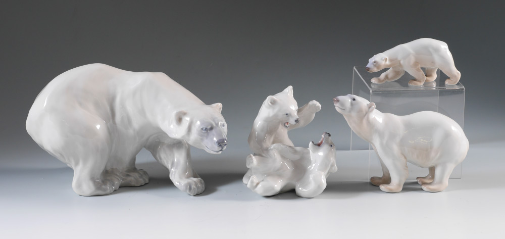 Appraisal: DANISH PORCELAIN POLAR BEARS piece lot to include ROYAL COPENHAGEN