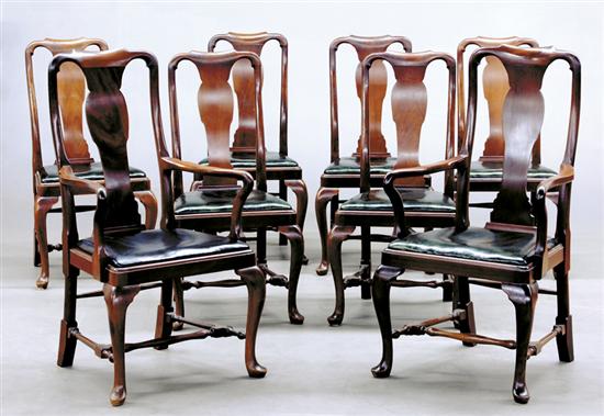 Appraisal: Queen Anne style walnut dining chairs set of eight late