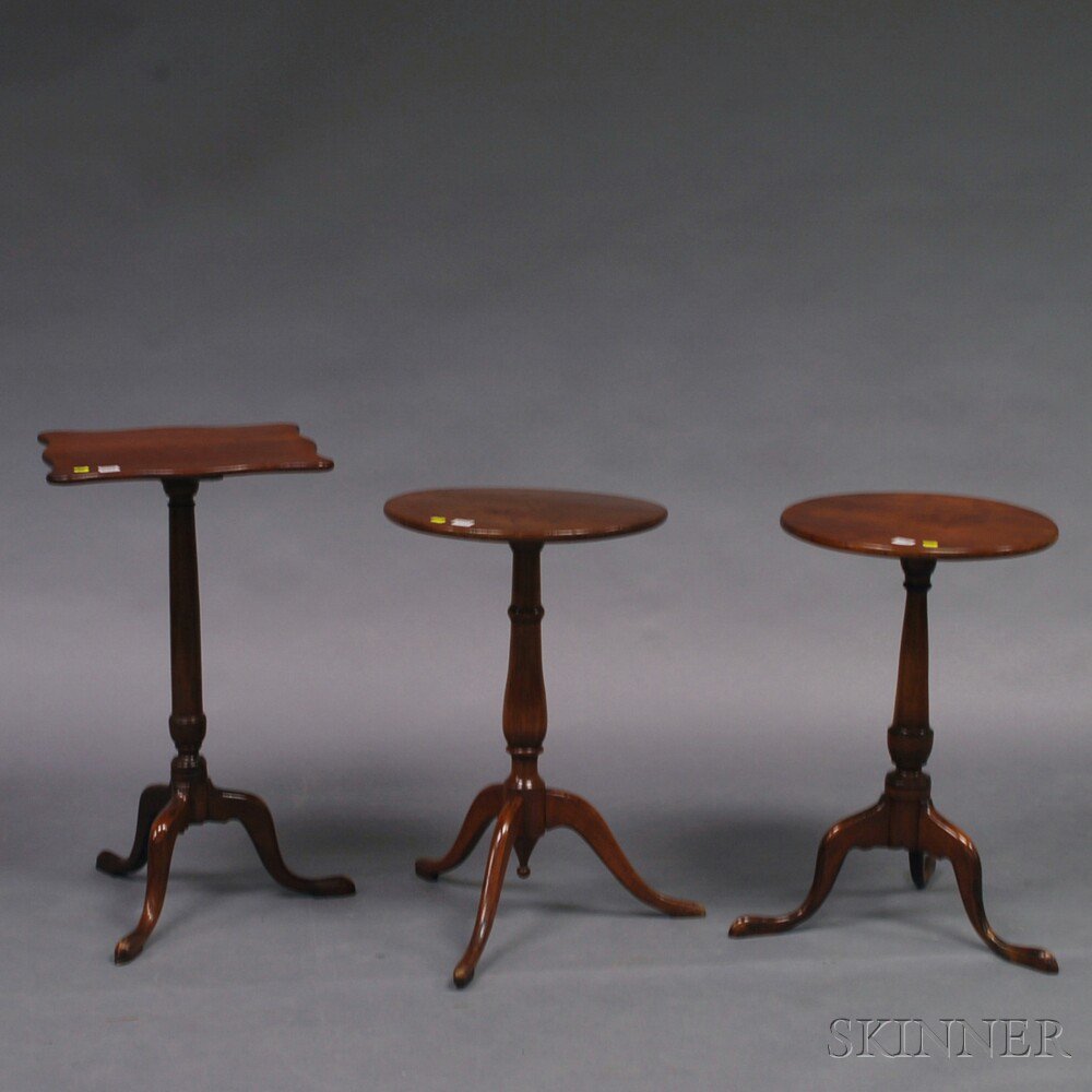 Appraisal: Three American Cherry Candlestands th th century two with circular