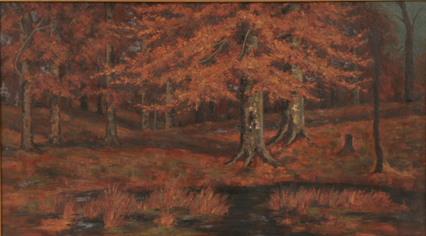 Appraisal: Ginevra Kennedy American fall landscape with birch trees oil on