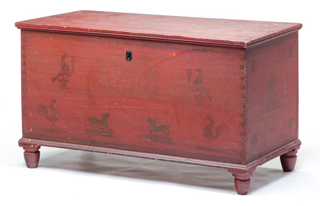 Appraisal: AMERICAN DECORATED BLANKET CHEST Possibly Mahantongo Valley Pennsylvania mid th