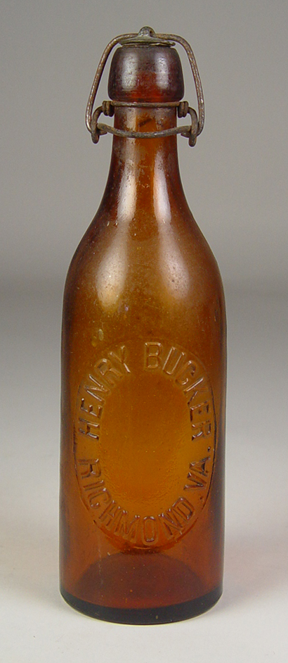 Appraisal: Henry Bucker Beer Bottle Circa Richmond Virginia Appears to have