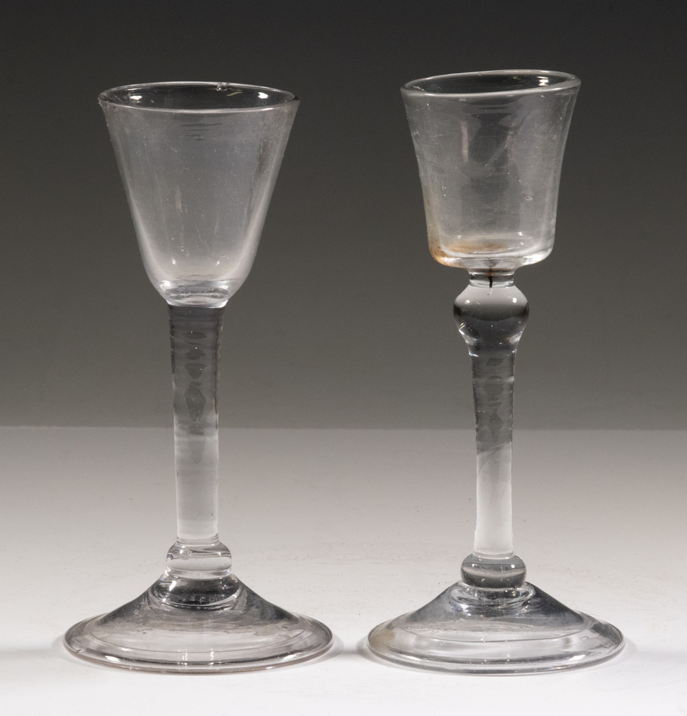 Appraisal: ENGLISH BALUSTER WINE GLASSES Lot of th c Clear Blown