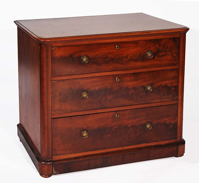 Appraisal: A TH CENTURY MAHOGANY CHEST OF DRAWERS fitted long drawers