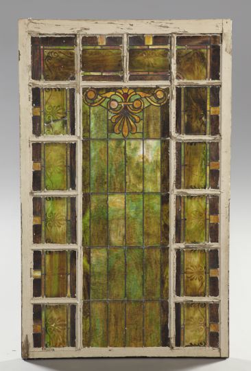 Appraisal: Suite of Three American Late Victorian Stained Glass Beaded Windows