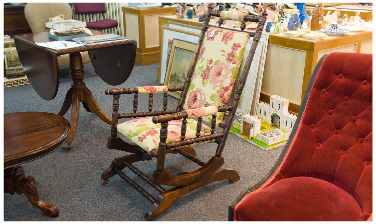 Appraisal: American Beech Rocking Chair Turned Spindle Supports With Padded Backrest