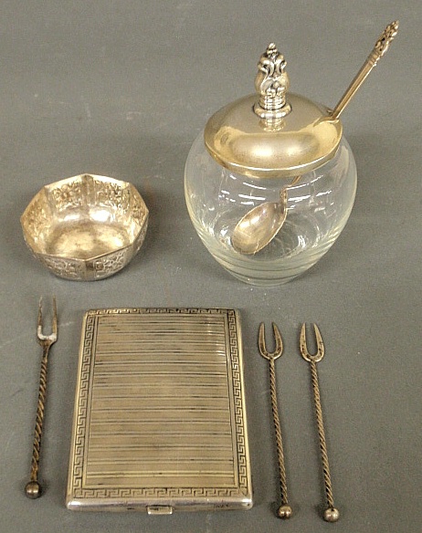 Appraisal: - Group of sterling silver tableware and accessories- cigarette case