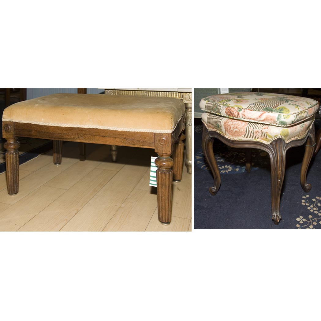 Appraisal: Louis XV Style Walnut Stool Together with a Louis XVI