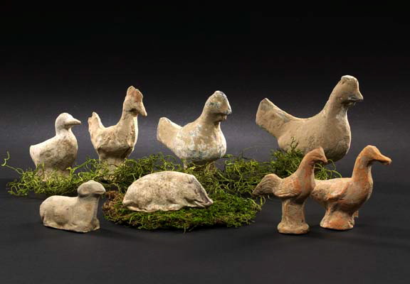 Appraisal: Two Chinese Tomb Figures of Domestic Animals Tang dynasty -