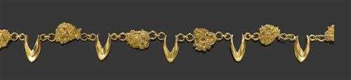 Appraisal: GOLD NUGGET NECKLACE Yellow gold g Decorative anchor necklace of