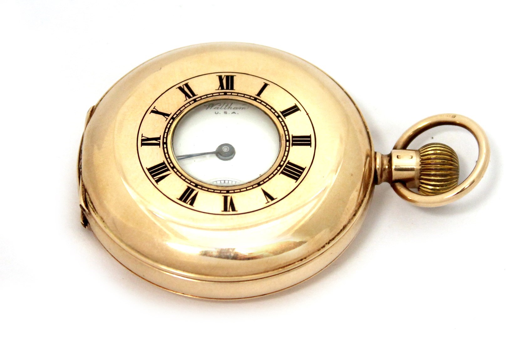 Appraisal: A gentleman's ct gold cased keyless wind half hunting cased