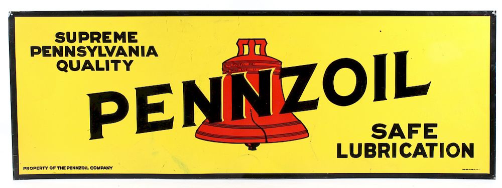 Appraisal: Original 's Pennzoil Metal Advertising Sign Featured in this lot