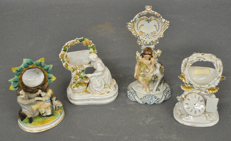 Appraisal: - Staffordshire figural group watch holder h x w th