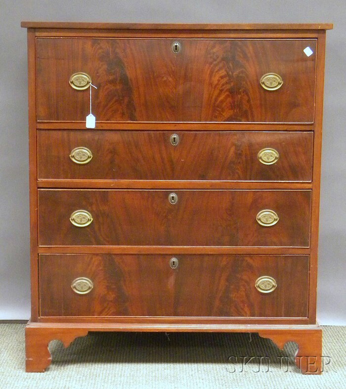 Appraisal: Mahogany and Mahogany Veneer Four-drawer Bureau ht wd in