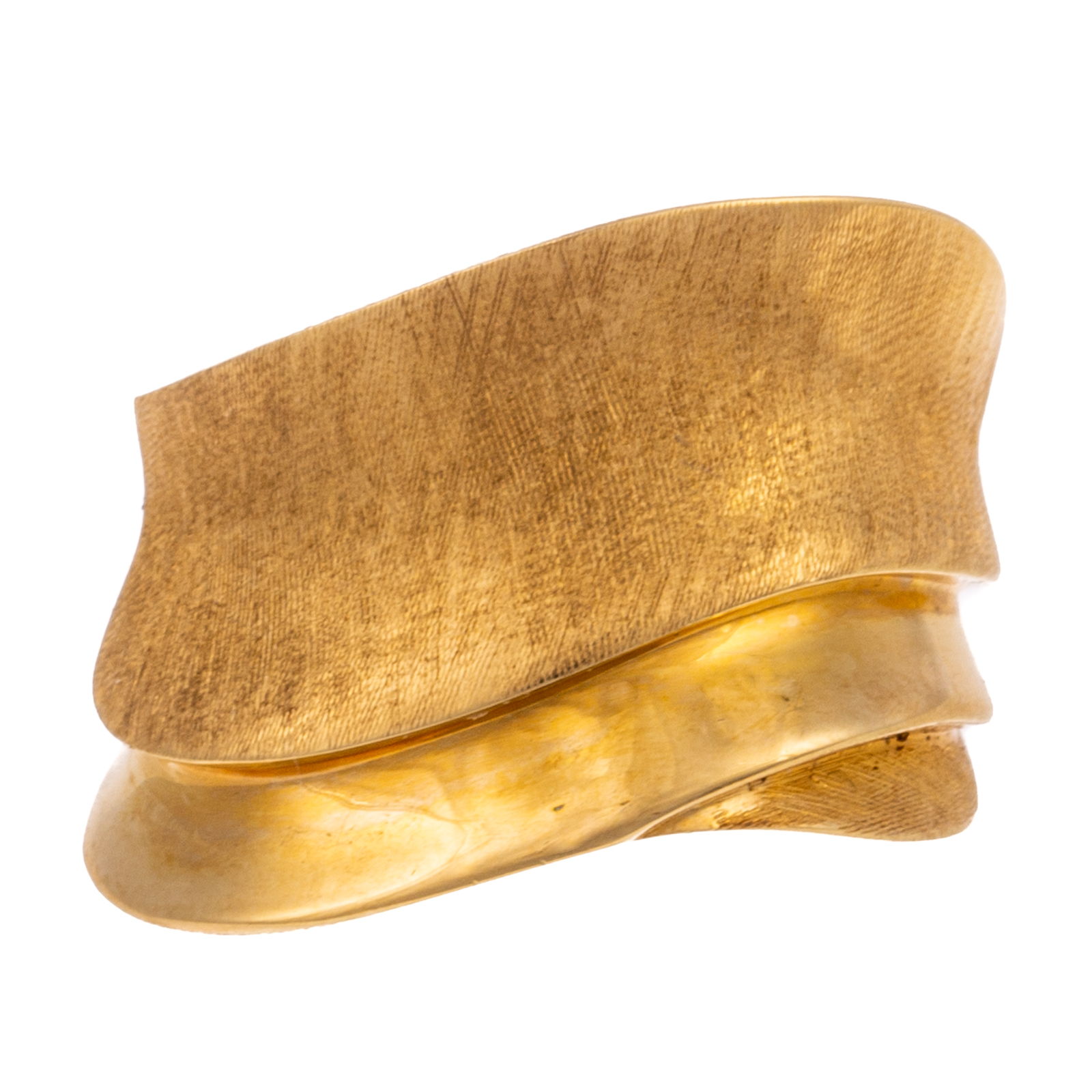 Appraisal: A BOLD FLORENTINE CURVED RING IN K K yellow gold