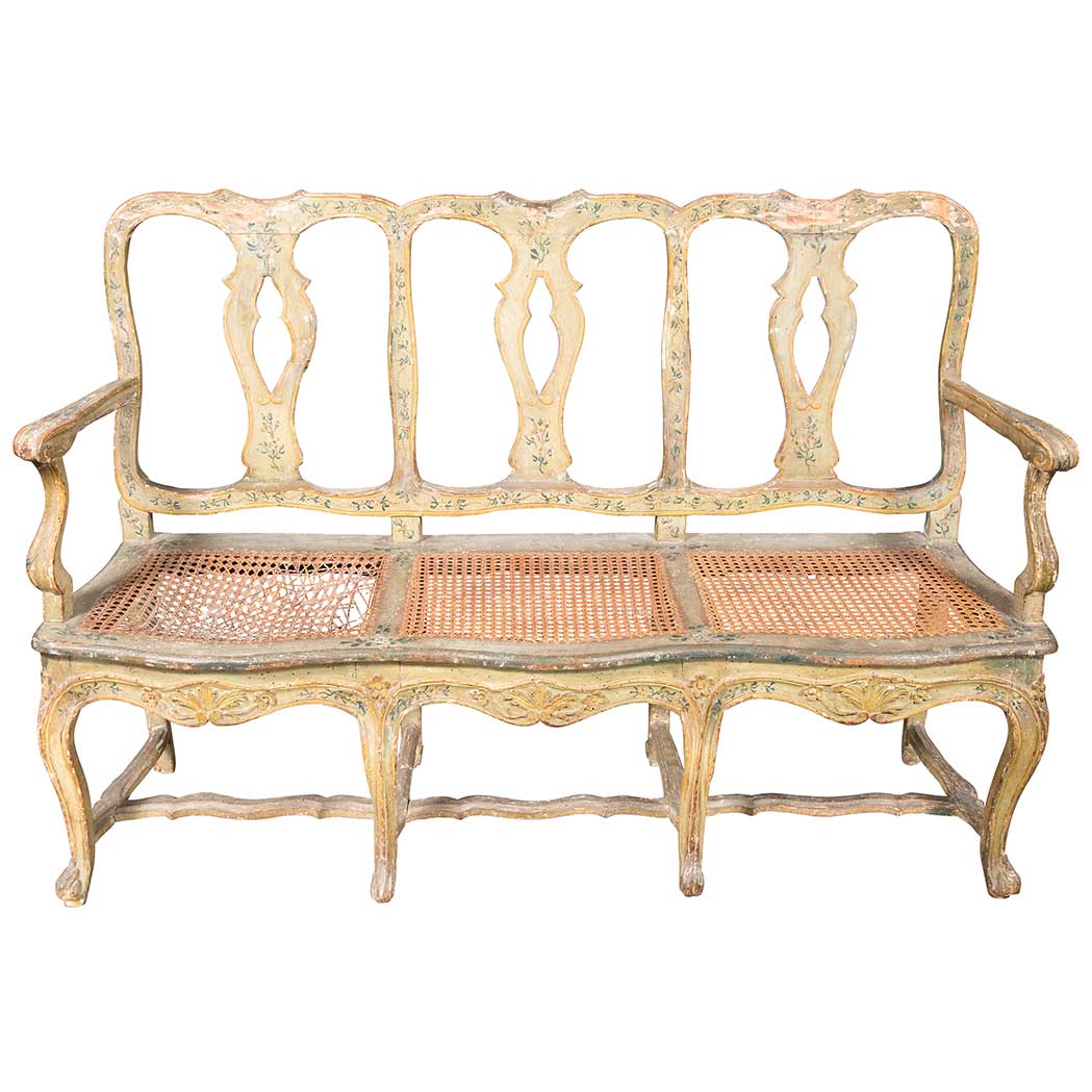 Appraisal: Venetian Rococo Painted Triple-Back Settee Mid th century The serpentine