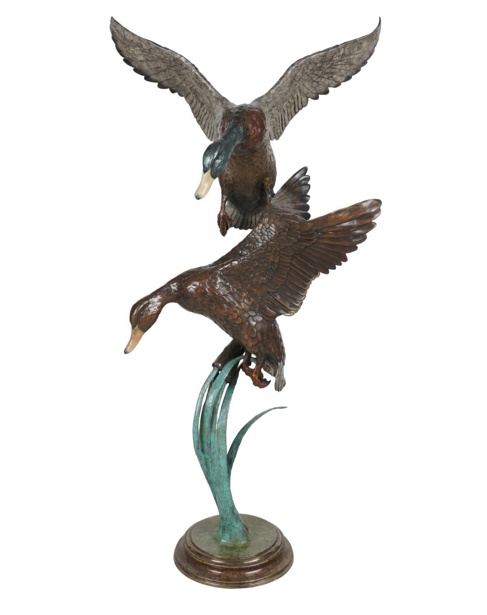 Appraisal: CHRISTOPHER COLUMBUS SMITH - DUCKS IN FLIGHTpatinated bronze signed and