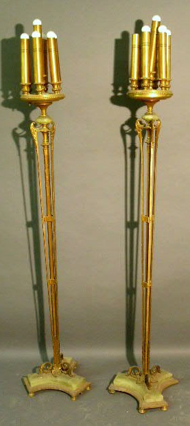 Appraisal: Pair of Art Deco standing floor lamps with gilt decoration