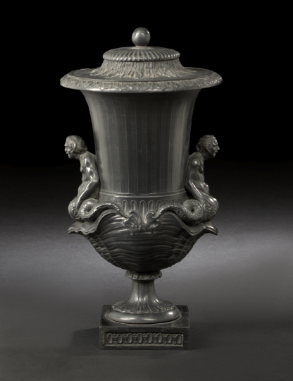 Appraisal: Fine Wedgwood Black Basalt Vase and Cover ca after a