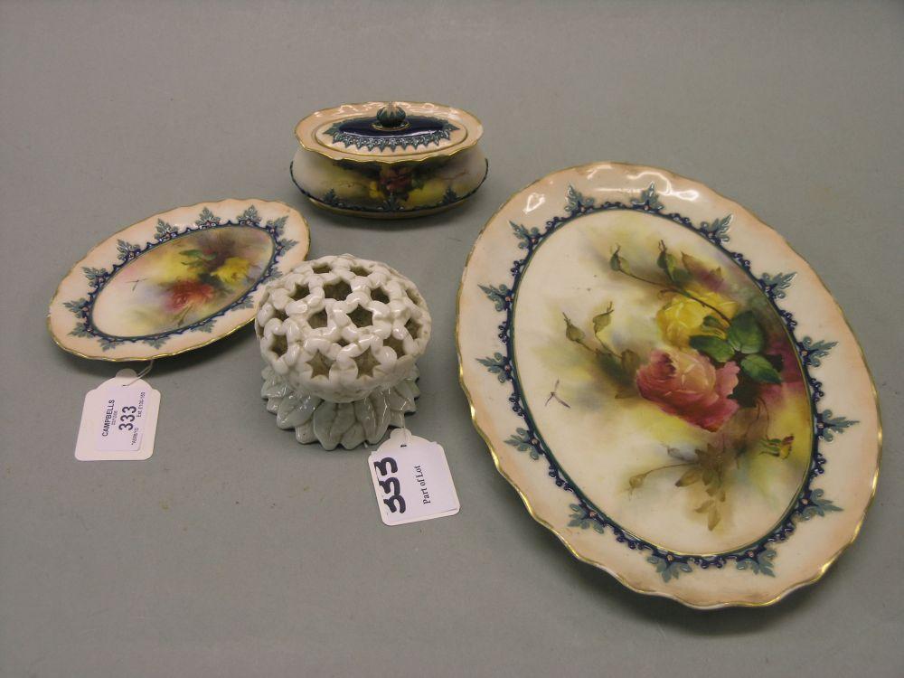 Appraisal: Royal Worcester Hadley Ware two oval dishes painted with roses