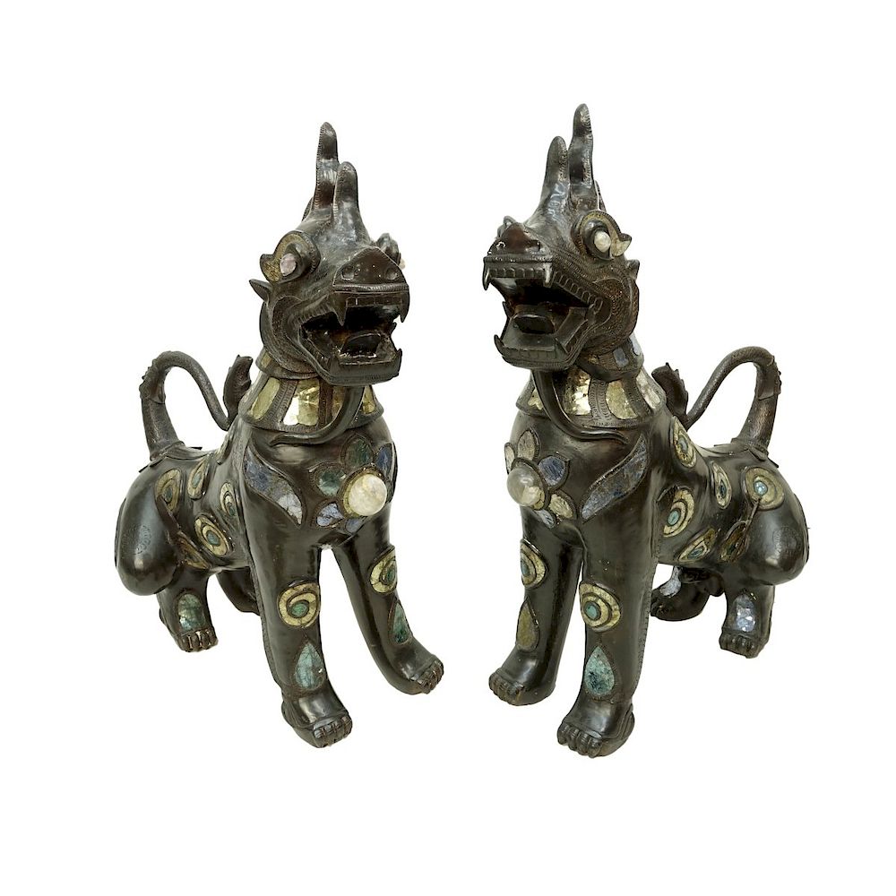 Appraisal: Pair Large Chinese Foo Dogs Pair Decorative Chinese Foo Dogs