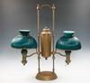 Appraisal: BRASS STUDENT LAMP - Double-Burner Brass Oil Student Lamp with