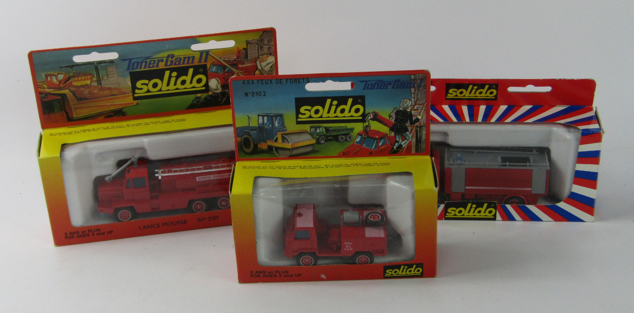 Appraisal: Solido model die cast French fire engines boxed