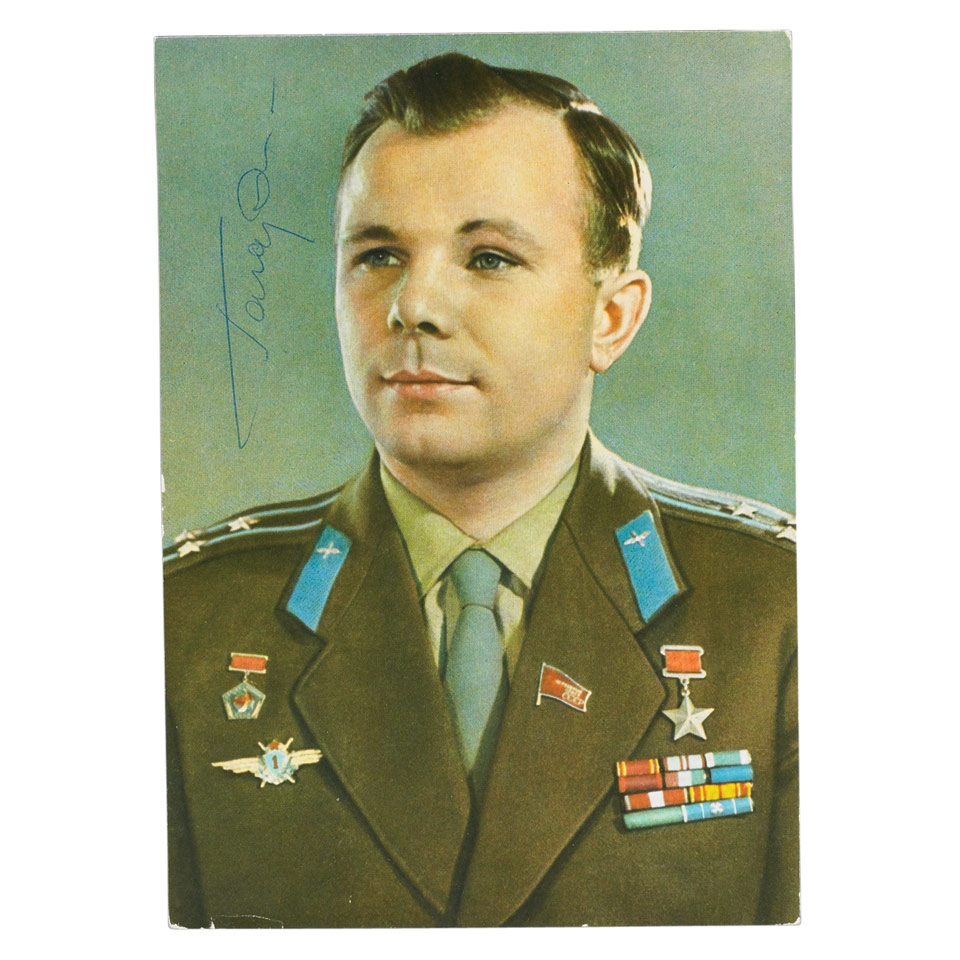 Appraisal: Russian Space Program Yuri Gagarin autograph on colour portrait photograph