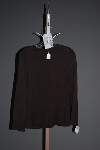 Appraisal: CHADO cocoa brown cashmere long sleeve knit top with piping