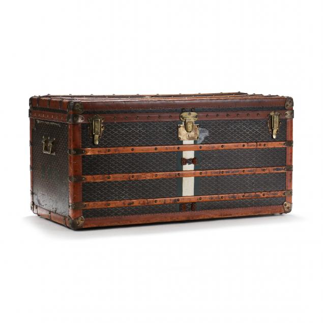 Appraisal: VINTAGE STEAMER TRUNK E GOYARD Early th century a large