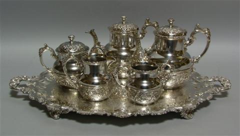 Appraisal: DERBY CO PLATED TEA AND COFFEE SERVICE The elaborately chased