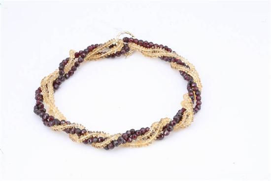 Appraisal: CITRINE AND GARNET NECKLACE Faceted garnet and citrine beads that