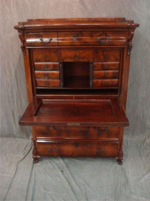 Appraisal: Antique secretaire abatant Beautiful patina w some loss at key